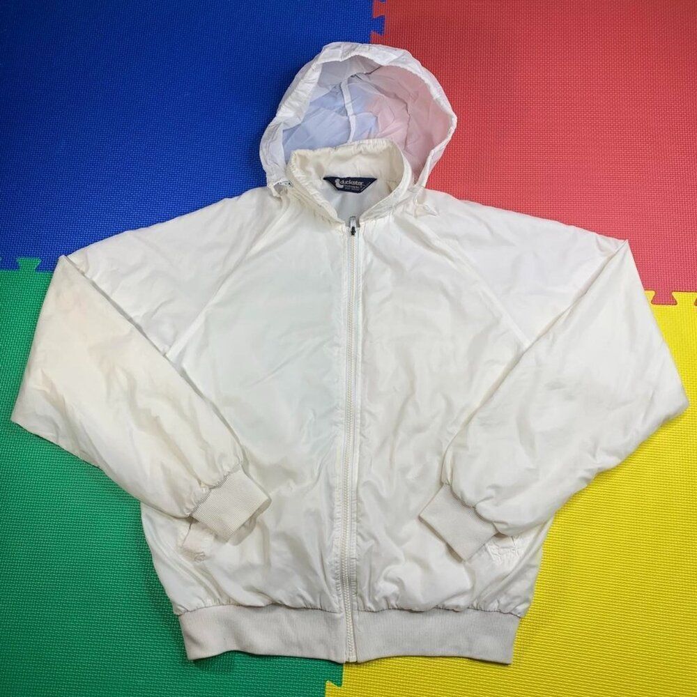 Vintage jacket full zip with hoodie Made in USA on a Duckster tag size Medium